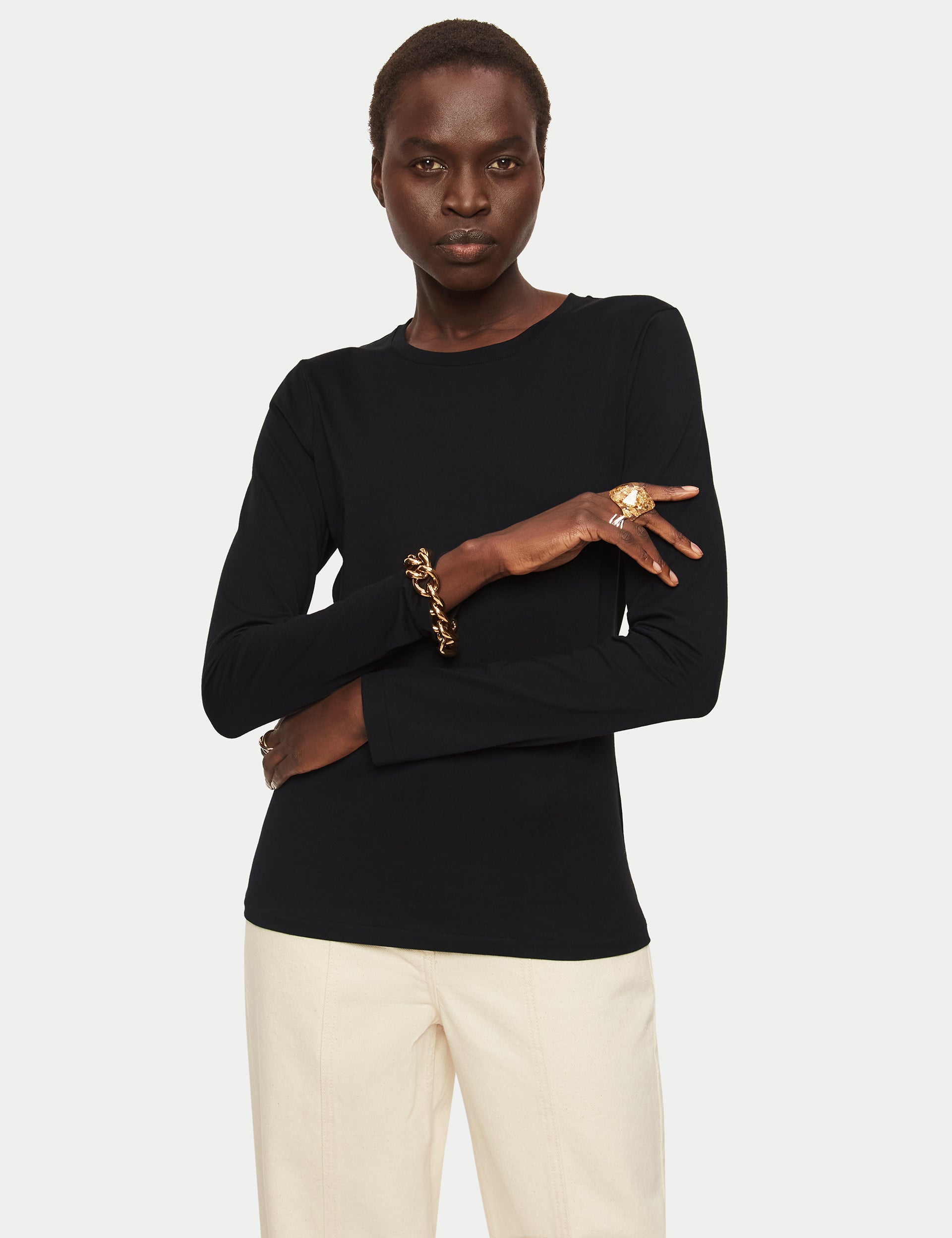 Cove Supima Cotton Black Top with Pant Set