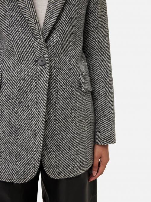 Wool Herringbone Langford Coat | Black – Jigsaw