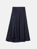 Satin Bias Asymmetric Skirt | Navy