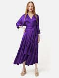 Hammered Satin Sash Dress | Purple