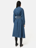 Denim Smocked Waist Shirt Dress | Blue