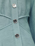 Textured Midi Shirt Dress | Blue