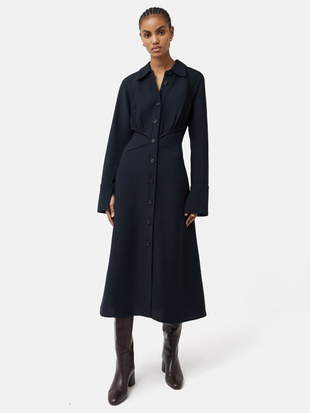 Textured Midi Shirt Dress