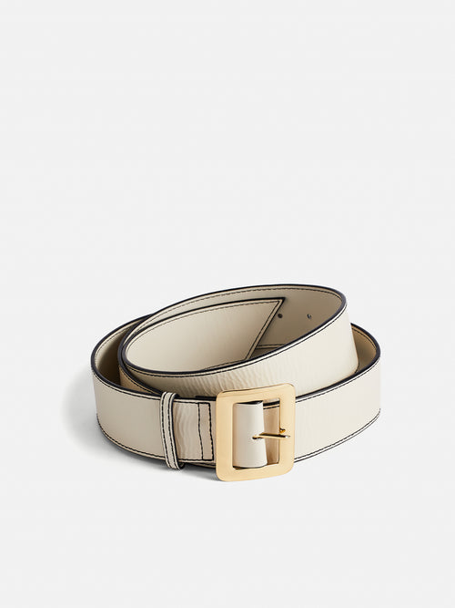 Zoey Leather Belt | White