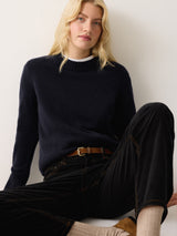 Compact Wool Cashmere Blend Jumper | Navy