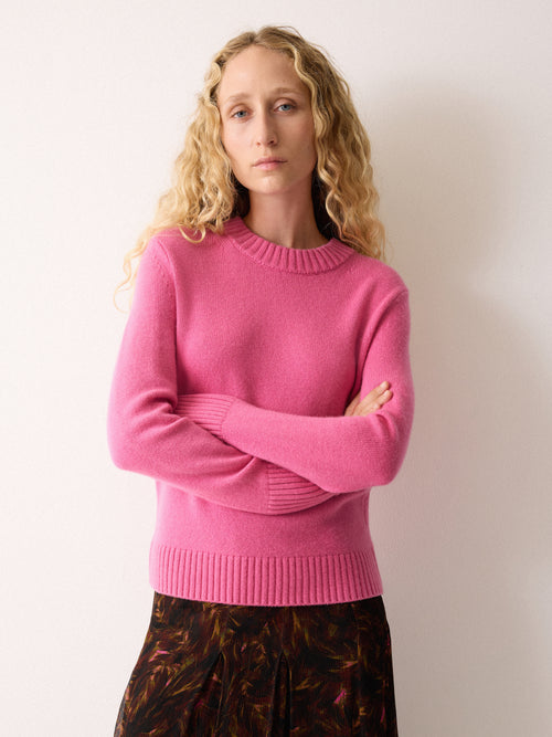 Compact Wool Cashmere Blend Jumper | Raspber | Raspberry Cream