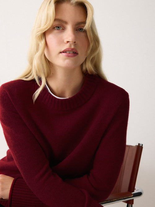 Compact Wool Cashmere Blend Jumper | Red