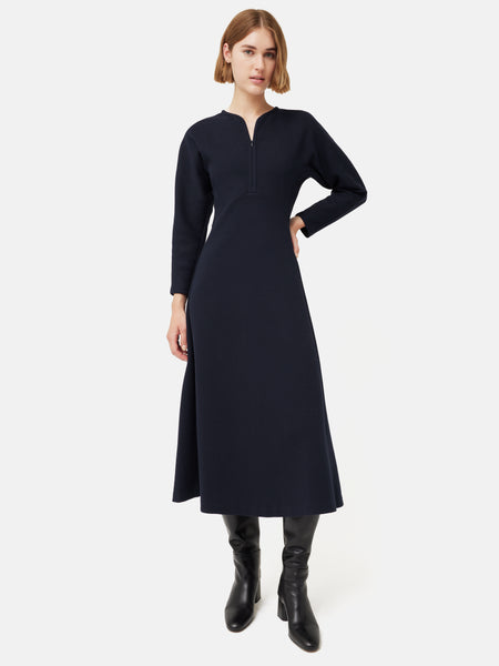 Crepe Jersey Zip Dress