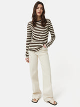 Cotton Slub Stripe Long Sleeve Tee | Brown