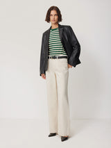 Cotton Slub Stripe Long Sleeve Tee | Green