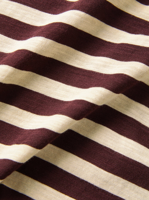 Cotton Slub Stripe Long Sleeve Tee | Burgundy