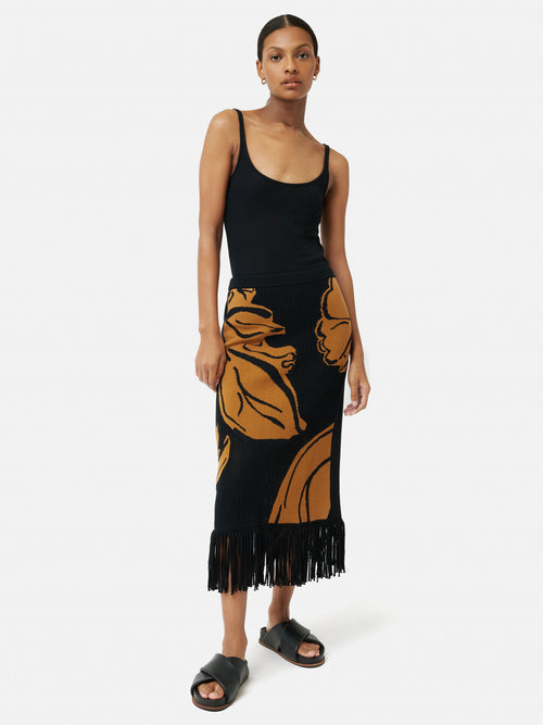 Pointelle Jacquard Skirt | Black