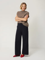 Italian Modern Crepe Sailor Trouser | Navy