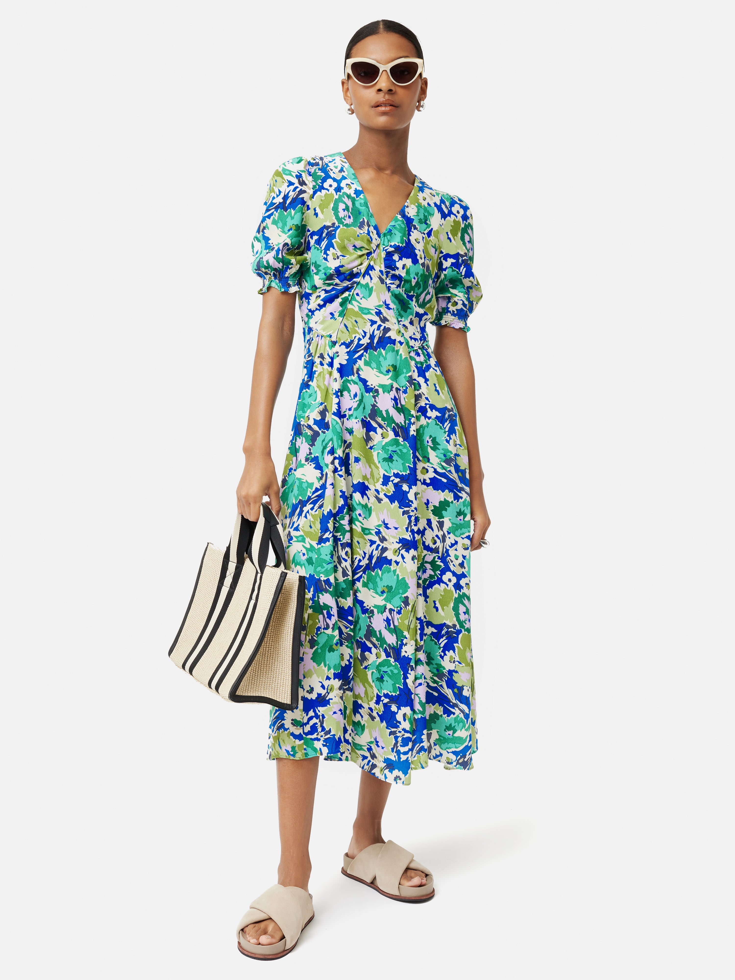 Eliza Handblock Printed Meadow Muse Midi Dress main image 1