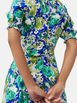 Abstract Meadow Midi Tea Dress | Green