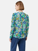 Abstract Meadow Crinkle Top | Green