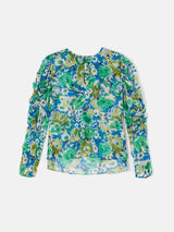 Abstract Meadow Crinkle Top | Green