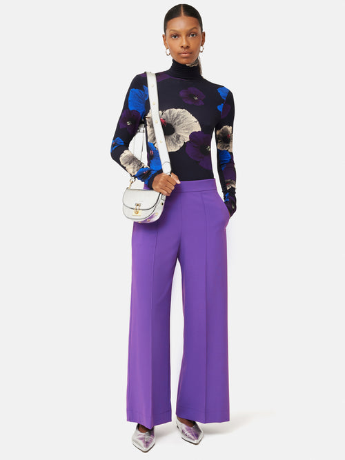 Modern Crepe Sailor Trouser | Purple
