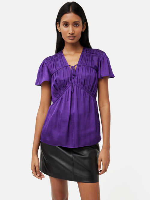 Recycled Satin Drape Top | Purple