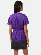 Recycled Satin Drape Top | Purple