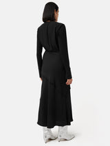 Satin Back Crepe Midi Dress | Black