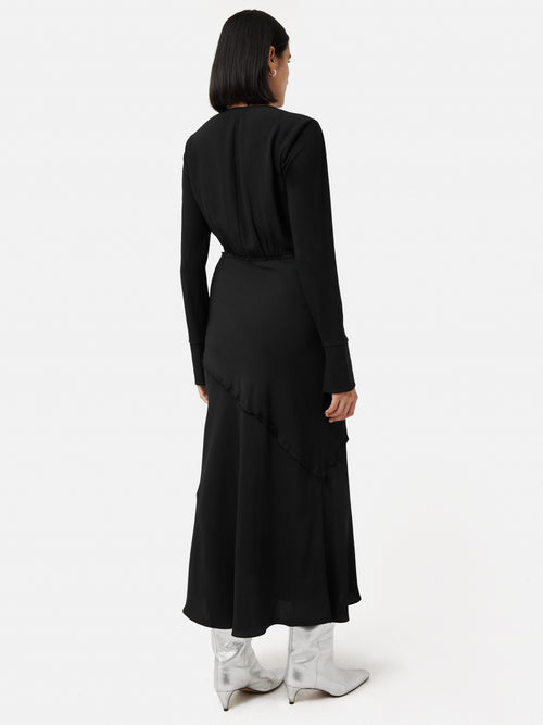 Satin Back Crepe Dress | Black