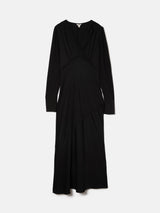 Satin Back Crepe Midi Dress | Black