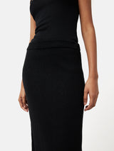 Linen Slub Knitted Skirt | Black