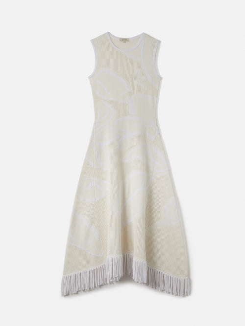 Pointelle Jacquard Knit Dress | Cream