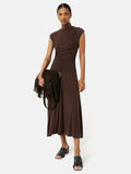 Drape Pleat Jersey Dress | Brown