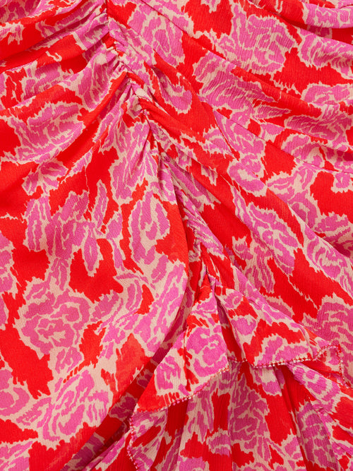 Brushed Rose Crinkle Dress | Red