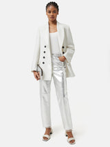 Delmont Leather Tapered Jean | Silver
