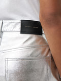 Delmont Leather Straight Jean | Silver