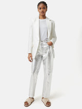 Delmont Leather Tapered Jean | Silver