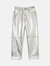 Delmont Leather Tapered Jean | Silver
