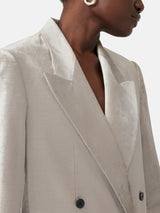 Velvet Double Breasted Blazer | Grey