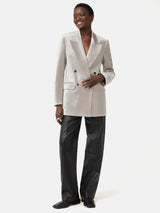 Velvet Double Breasted Blazer | Grey