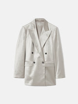 Velvet Double Breasted Blazer | Grey