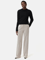 Velvet Wide Leg Trouser | Grey