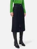 Wool Belted Utility Skirt | Navy