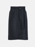 Wool Belted Utility Skirt | Navy