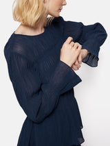 Gauze Viscose Ruched Top | Blue