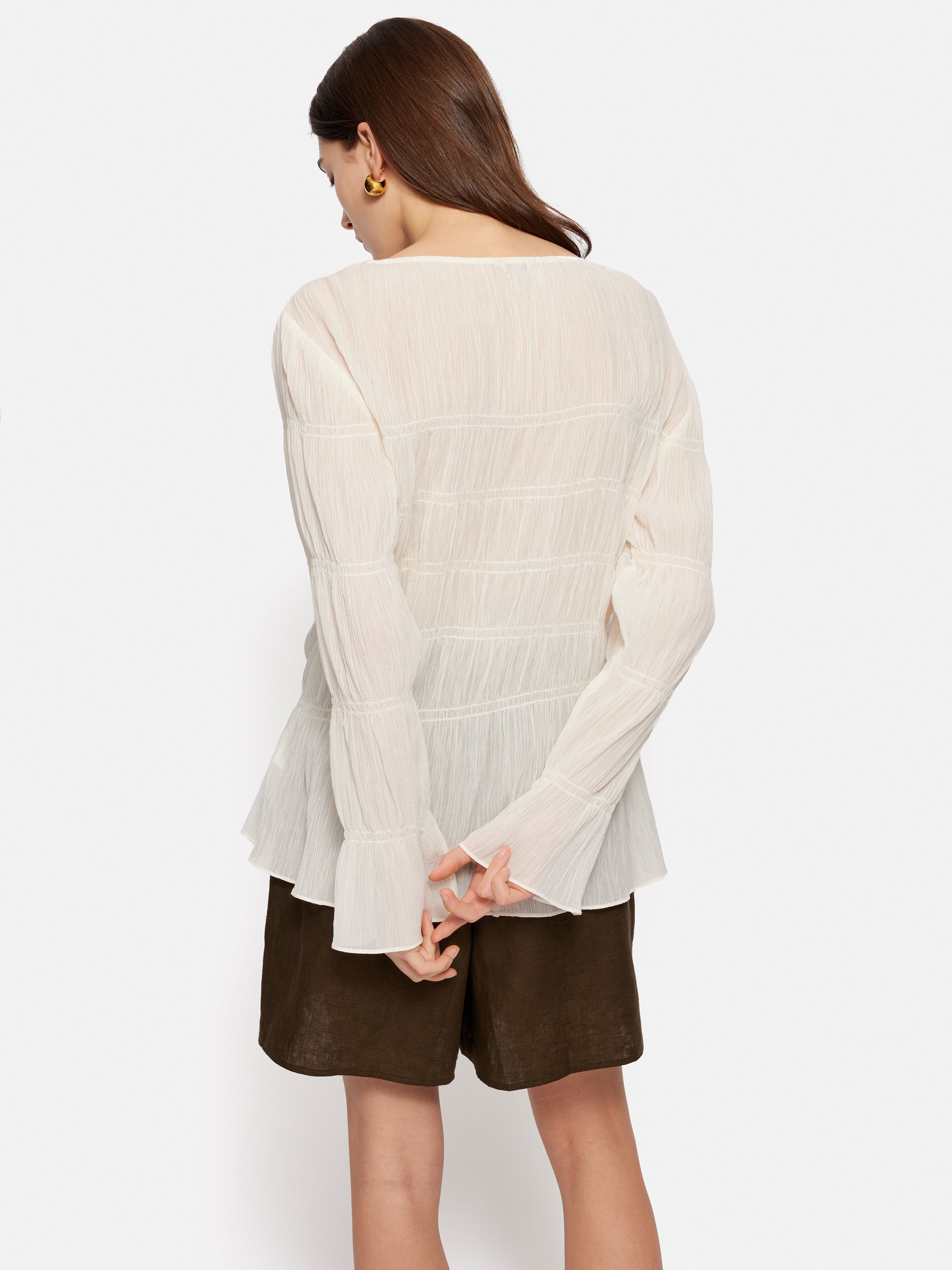 Gauze Viscose Ruched Top | Ivory – Jigsaw