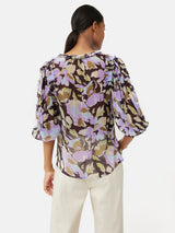 Graphic Pansy Crinkle Top | Lilac