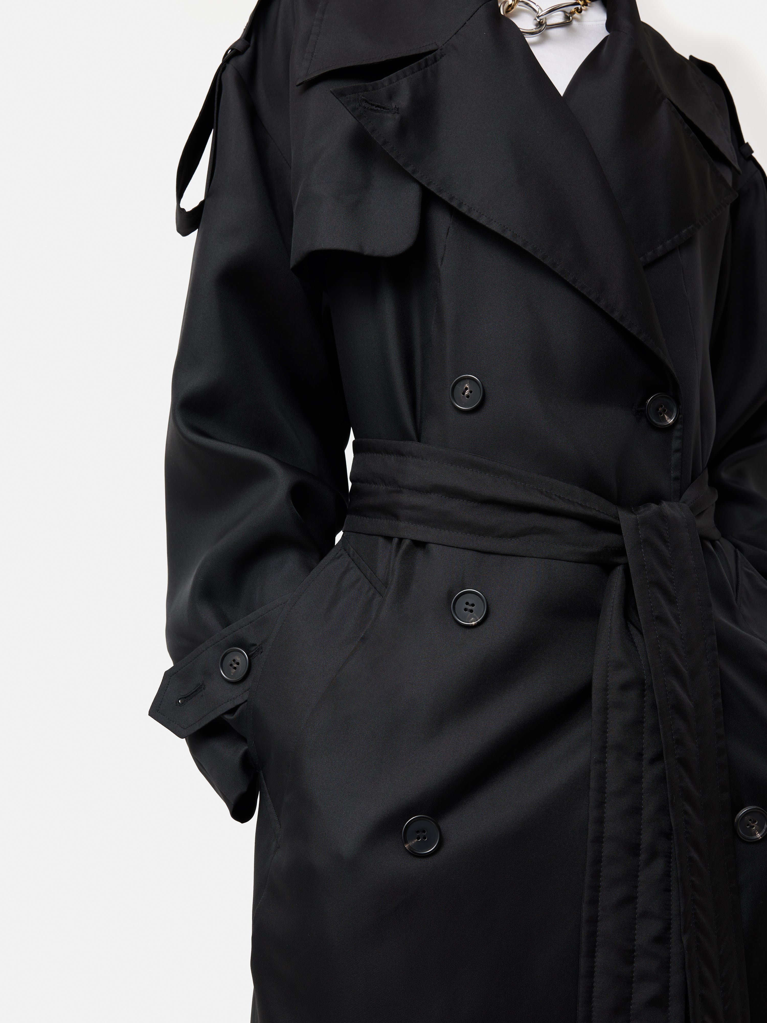 Nelson Silk Trench Coat | Black – Jigsaw