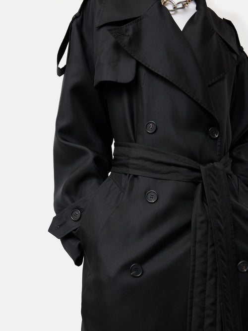 Nelson Silk Trench Coat | Black