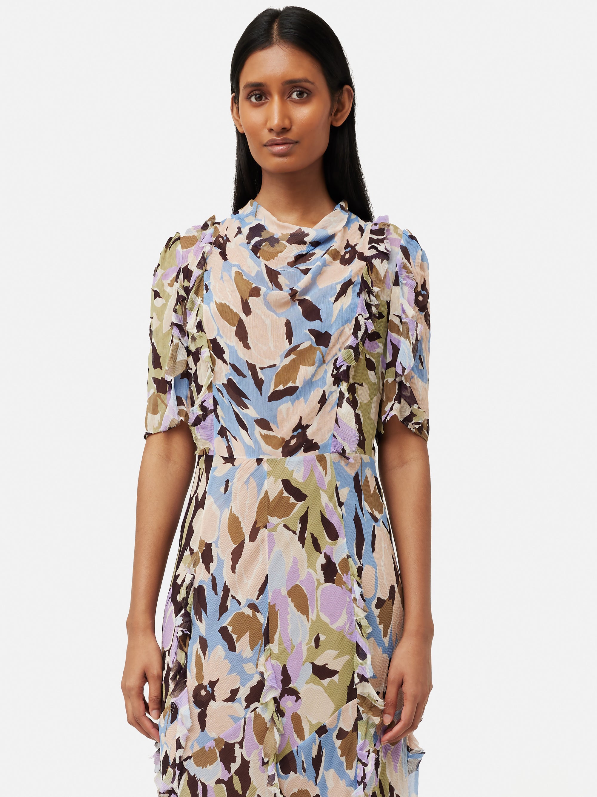 Graphic Pansy Crinkle Dress | Lilac – Jigsaw