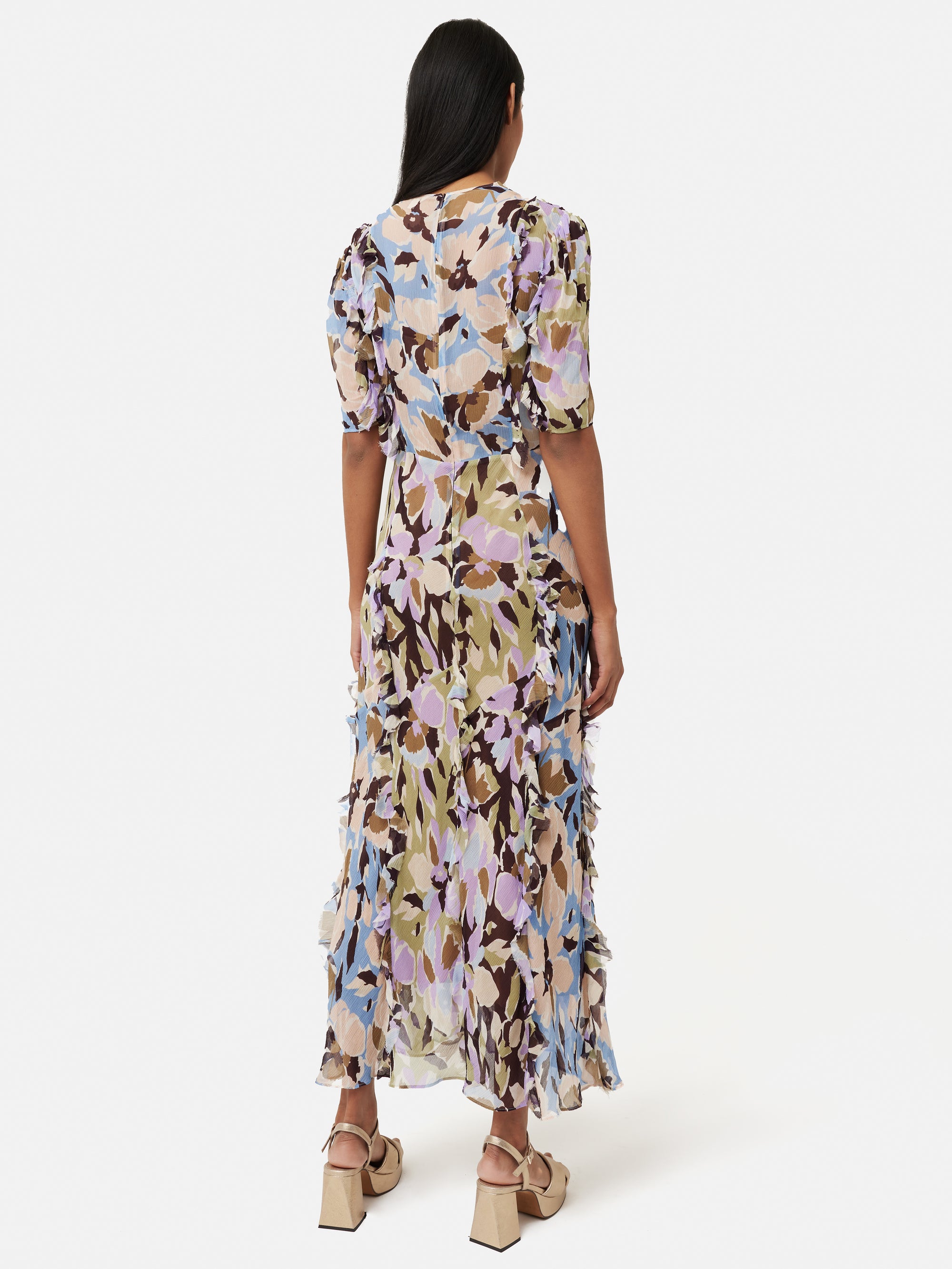 Graphic Pansy Crinkle Dress Lilac Jigsaw