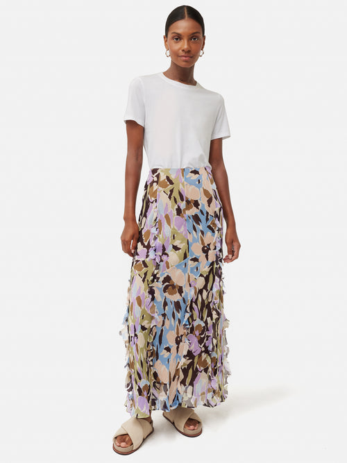 Graphic Pansy Crinkle Skirt | Lilac
