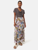 Graphic Pansy Crinkle Skirt | Lilac